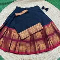 Silk Bordered Kanchi Cotton Skirt And Dupion Silk Blouse