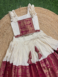 Lurex Cotton Tiny Butta Skirt With Pink Border And Cotton Blouse