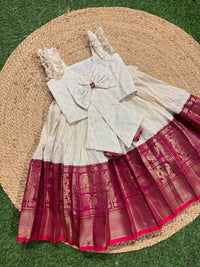 Lurex Cotton Tiny Butta Skirt With Pink Border And Cotton Blouse