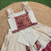 Lurex Cotton Tiny Butta Skirt With Pink Border And Cotton Blouse