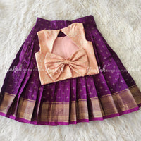 Purple Thin Border Skirt  And Peach Triangle Top