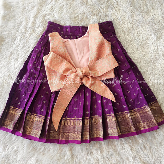 Purple Thin Skirt & Peach Tail Top
