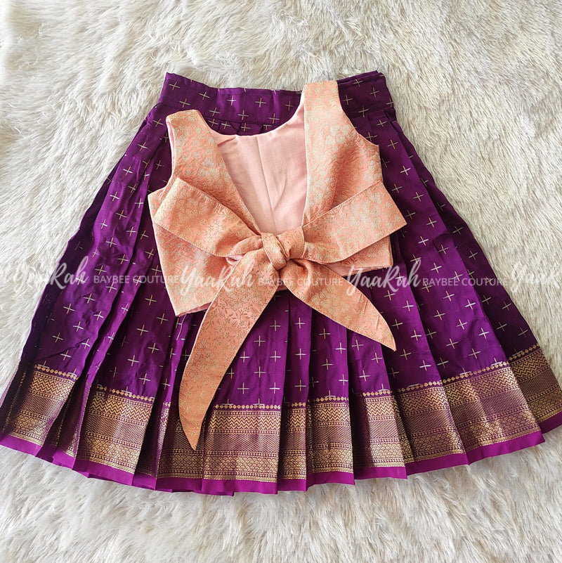 Purple Thin Skirt & Peach Tail Top