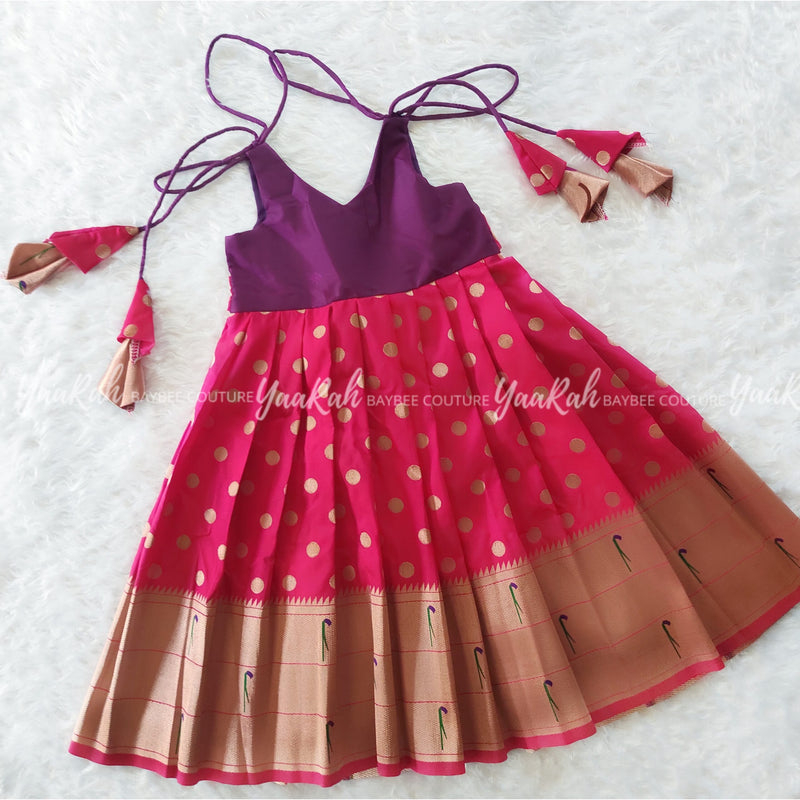 Purple And Butta Pink Ethnic Frock