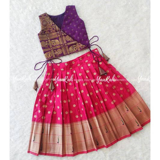Paithani Pink  Skirt And Angara Top