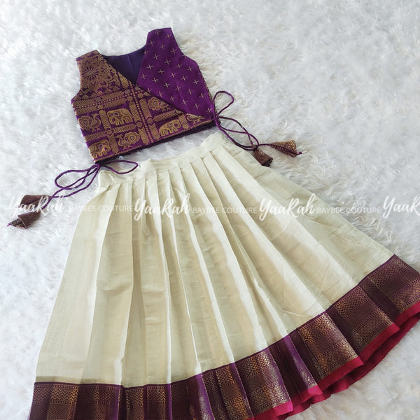 White Skirt And Purple Angara Top
