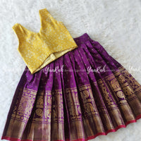 Pink Butta Skirt And Yellow Banarsi Top