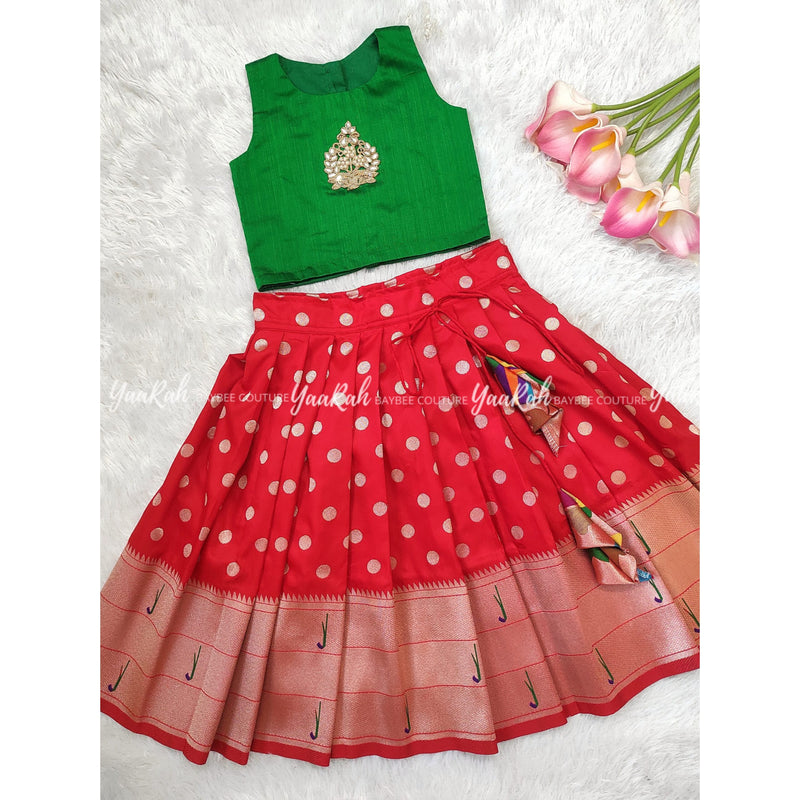 Red Butta Skirt &Amp; Green Top