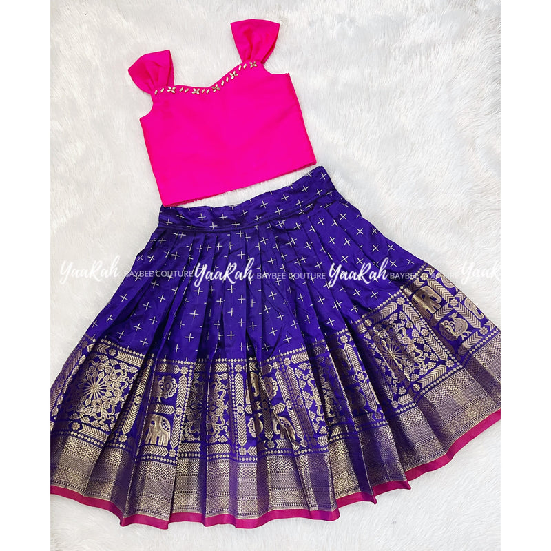 Royal Blue Skirt & Pink Top