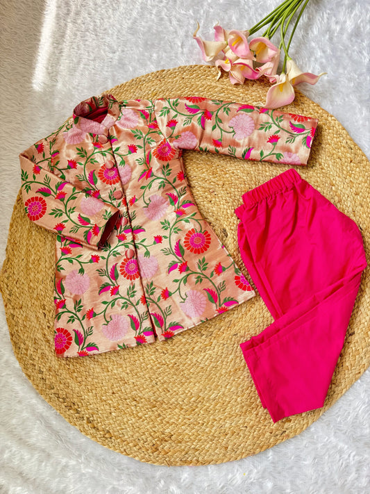 Boys Kurta - Paithani And Semi Silk