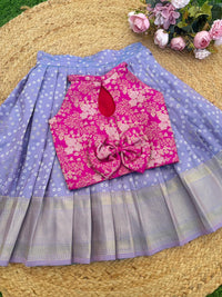 LAVENDER  BANDHINI SKIRT AND BANARSI BLOUSE