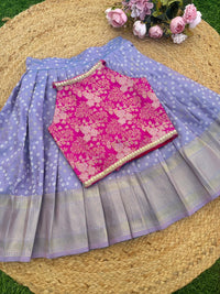 LAVENDER  BANDHINI SKIRT AND BANARSI BLOUSE