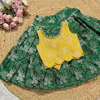 Banarsi Silk Skirt AND BLOUSE IN LEAF GREEN