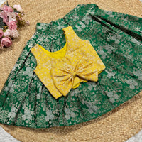 Banarsi Silk Skirt AND BLOUSE IN LEAF GREEN