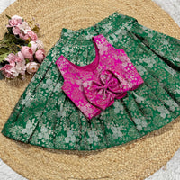 Banarsi Silk Skirt AND BLOUSE IN LEAF GREEN