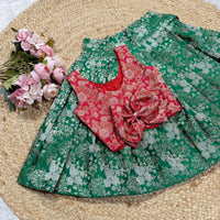 Banarsi Silk Skirt AND BLOUSE IN LEAF GREEN