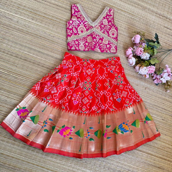 SEMI PATOLAI SILK SKIRT AND BANARSI BLOUSE