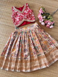 CREAM PATOLA SILK SKIRT AND BANARSI BLOUSE