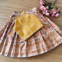 CREAM PATOLA SILK SKIRT AND BANARSI BLOUSE