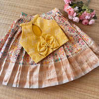 CREAM PATOLA SILK SKIRT AND BANARSI BLOUSE