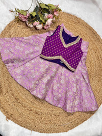 LAVENDER Banarsi Panel Silk Skirt With CHANDERI/BANARSI Blouse