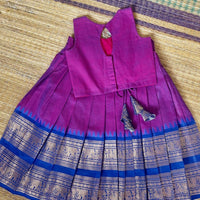 Thick Bordered Purple Kanchi Cotton Skirt And  Blouse