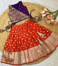 Cotton Skirt &Amp; Semi Silk Angarakha Top