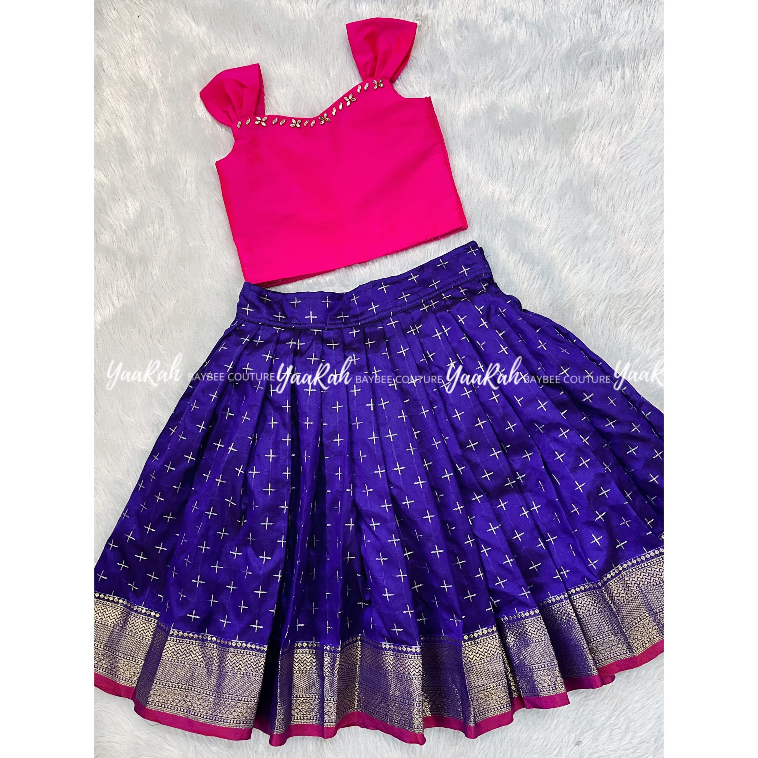 ROYAL BLUE SKIRT & PINK TOP - Image 2