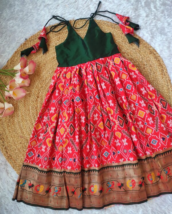 RED IKKAT PATOLA ETHNIC FROCK