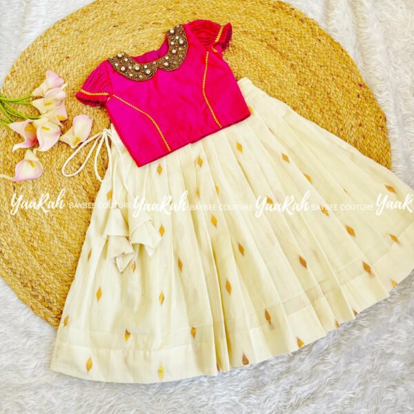 COTTON SKIRT & SEMI SILK TOP WITH PETER PAN