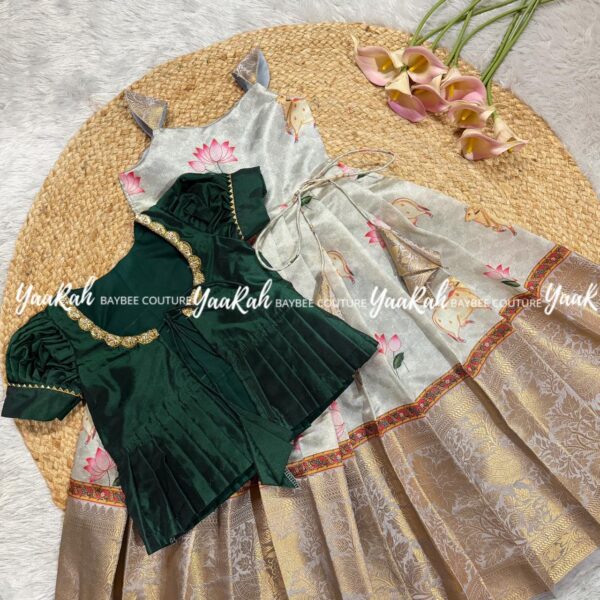 GREY PICHWAI FROCK WITH JACKET : 3 COLOR OPTIONS FOR JACKET - Image 3