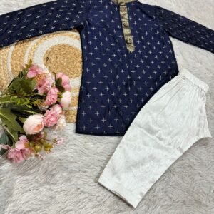 NAVY BLUE BOYS KURTA  AND PYJAMA