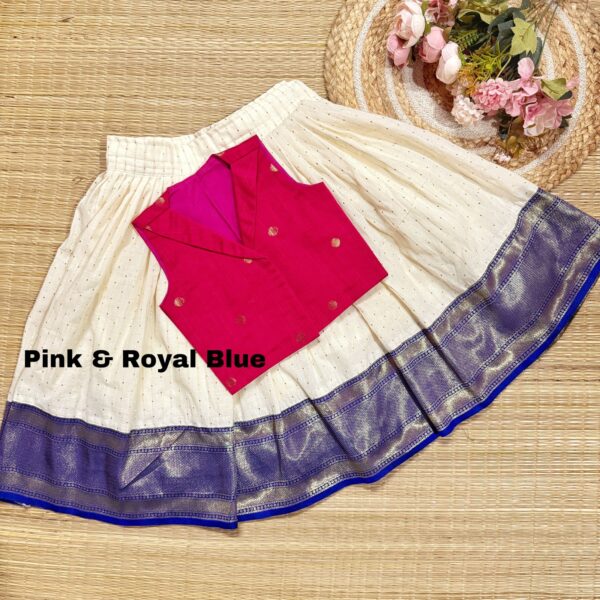 SILK BORDERED COTTON SKIRT AND SEMI SILK BLOUSE - Image 4