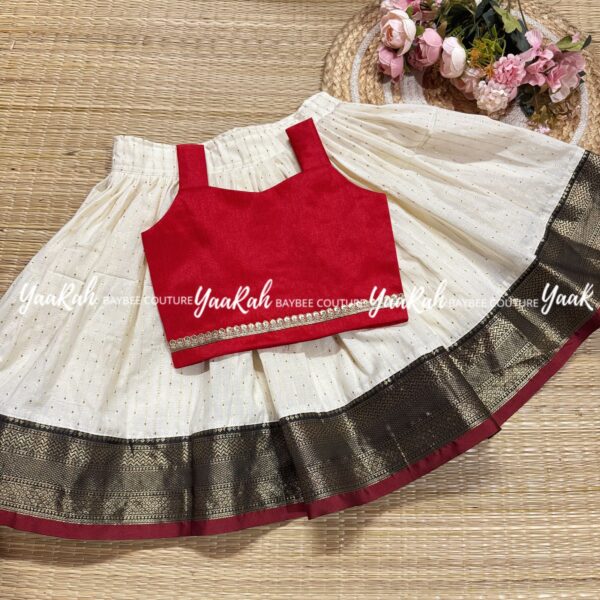 SILK BORDERED COTTON SKIRT AND SEMI SILK BLOUSE - Image 2