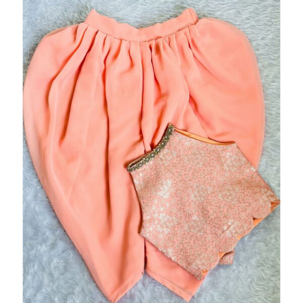 BANARSI PEACH CROP TOP AND PATIALA PANTS