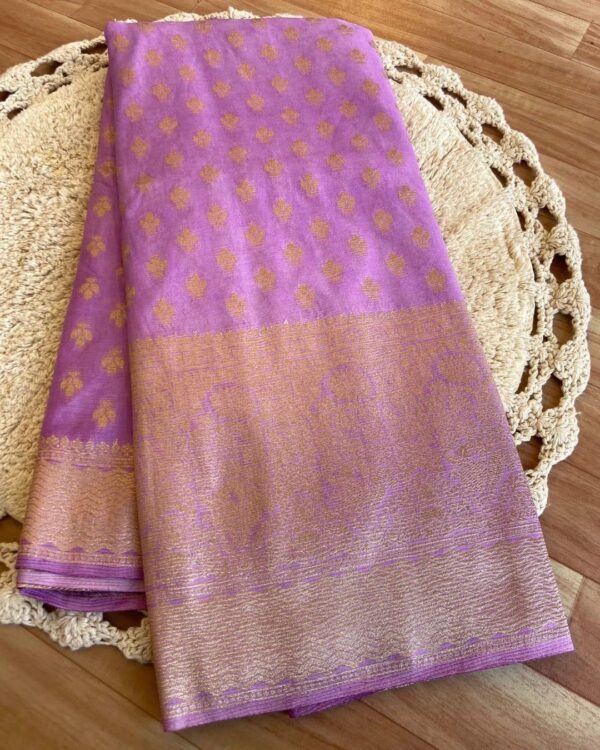 DOLA SILK LIGHT WEIGHT SKIRT LAVENDER AND PURPLR BANARSI SILK BLOUSE - Image 2