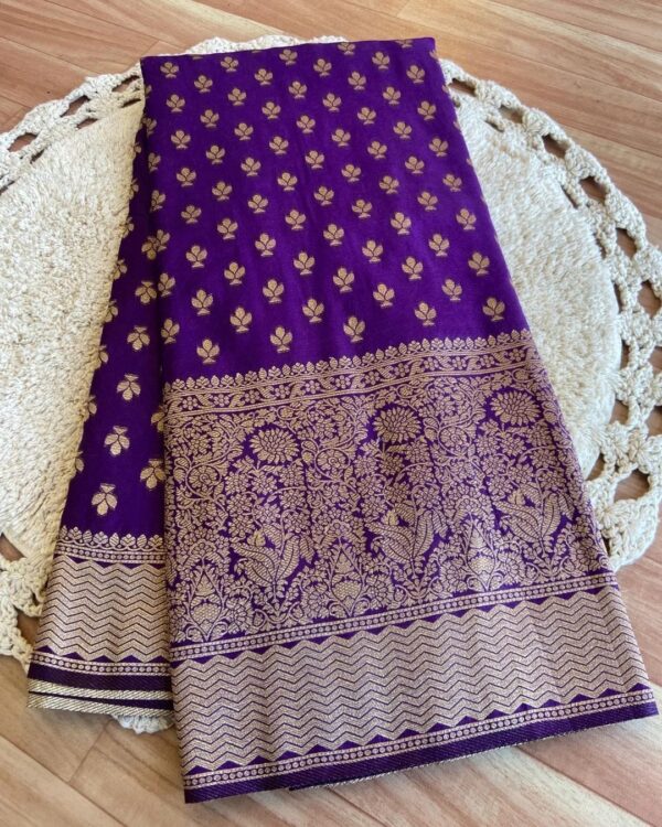 DOLA SILK LIGHT WEIGHT SKIRT VIOLET AND LAVENDER BANARSI SILK BLOUSE - Image 3