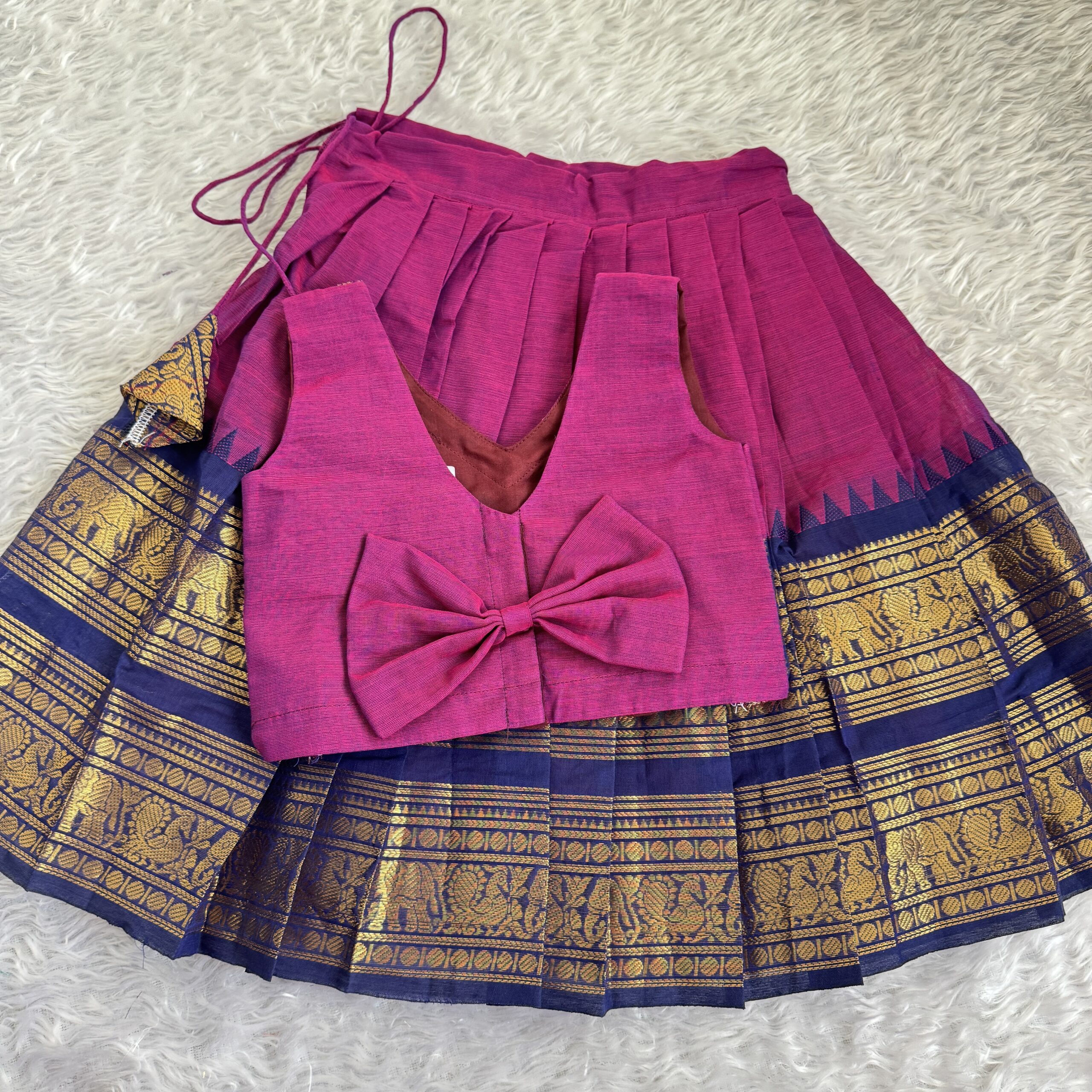 KANCHI COTTON SKIRT AND COTTON BLOUSE - PURPLE - Image 2